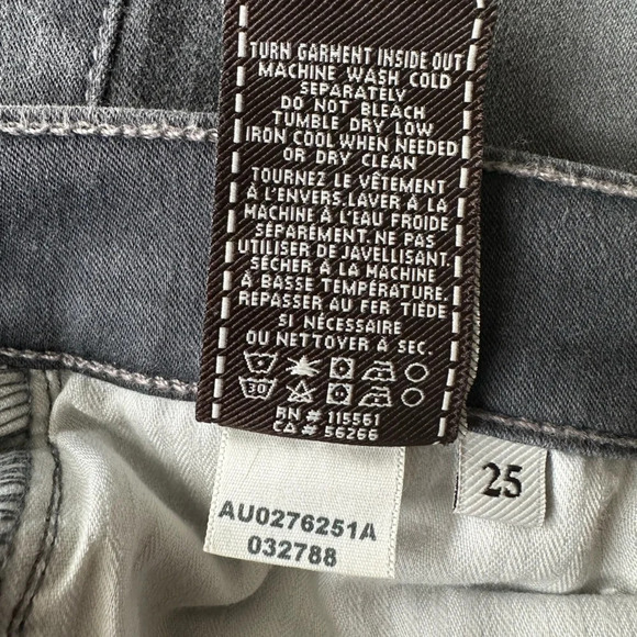 7 For All Mankind The Skinny Black Gray Distressed Jeans Side Zipper Leg Size 25 - Picture 7 of 8